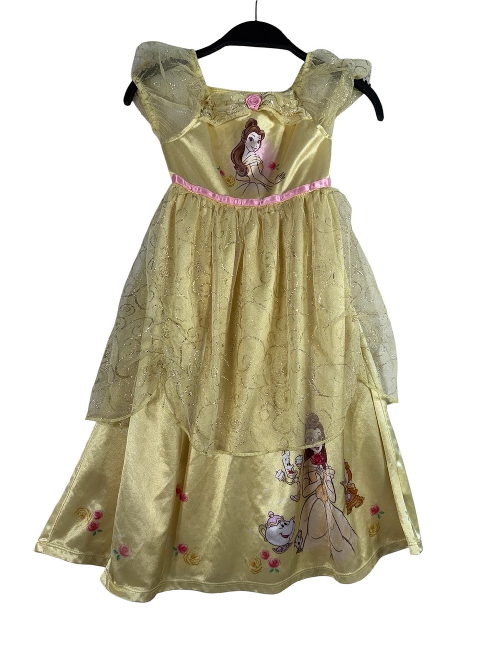 Disney Yellow Belle Costume Dress with Pink Trim